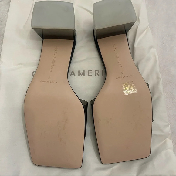 New! Good American Sandals Womens Ombre Black Block Heel Sz 7 - Picture 7 of 9